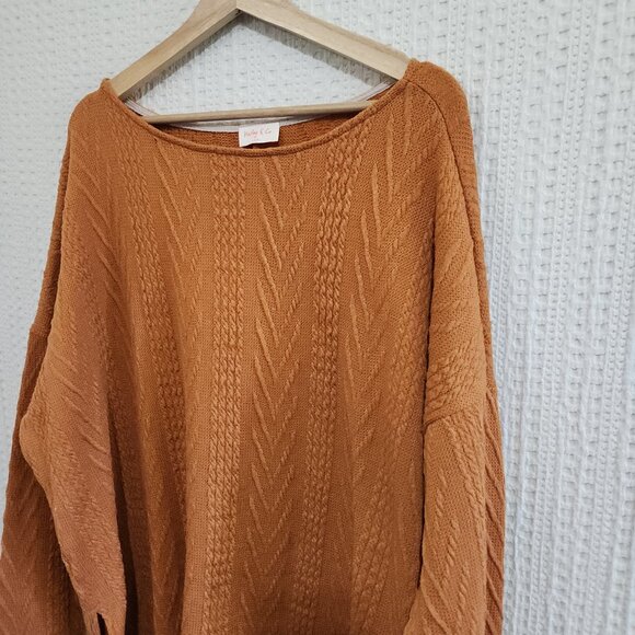 Hailey & Co Women's Plus Size Orange Cable Knit Light Sweater Size 2X - Picture 9 of 13